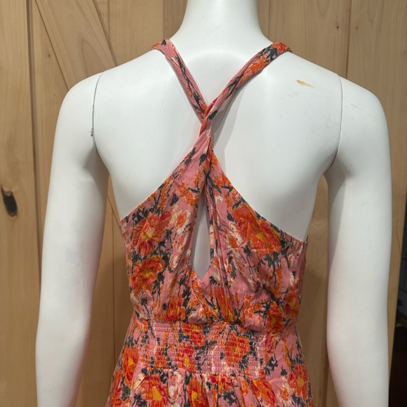 Free People Washed Ashore Mini Dress Size Medium Pink Lined Flowy Floral Dress - Picture 9 of 16